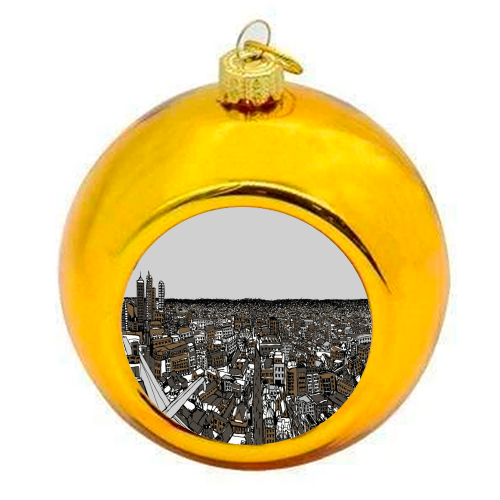 Leeds City - colourful christmas bauble by Lucy Banks