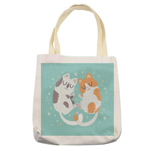 Kitty Cuddles - printed tote bag by Claire Stamper