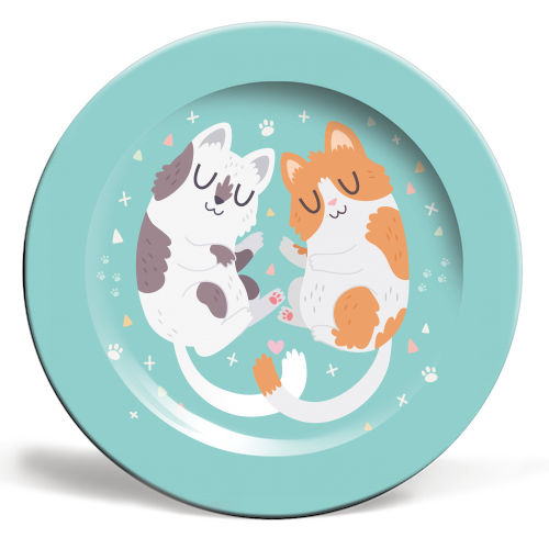 Kitty Cuddles - ceramic dinner plate by Claire Stamper