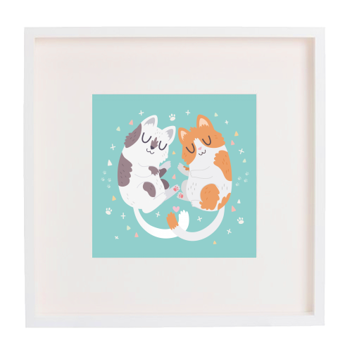 Kitty Cuddles - framed poster print by Claire Stamper