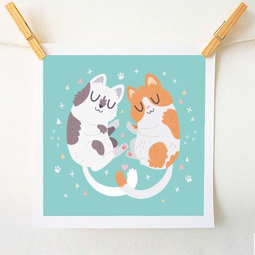 Kitty Cuddles - A1 - A4 art print by Claire Stamper