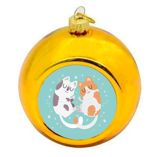 Kitty Cuddles - colourful christmas bauble by Claire Stamper