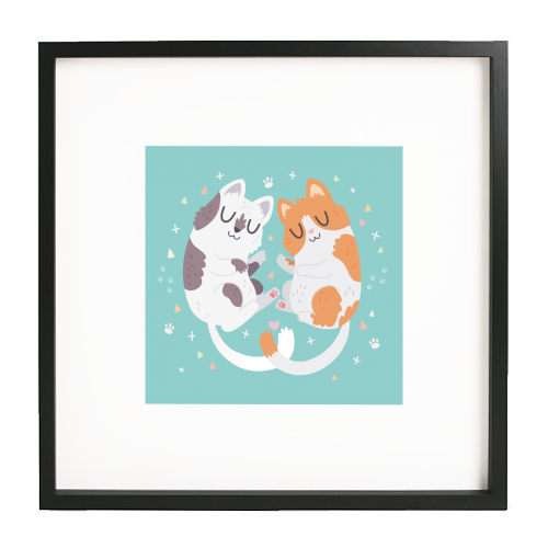 Kitty Cuddles - framed poster print by Claire Stamper