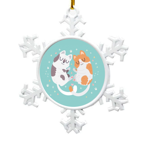 Kitty Cuddles - snowflake decoration by Claire Stamper
