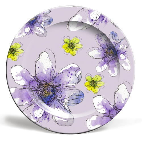 Flowers Bloom - ceramic dinner plate by Diana Sahafe
