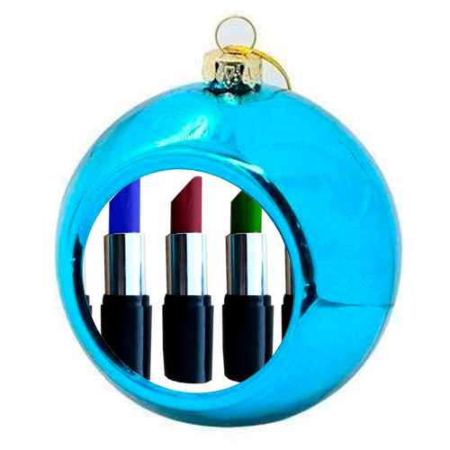 Lipsticks - colourful christmas bauble by Sarah Westgarth