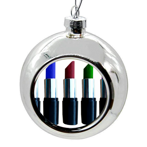 Lipsticks - colourful christmas bauble by Sarah Westgarth