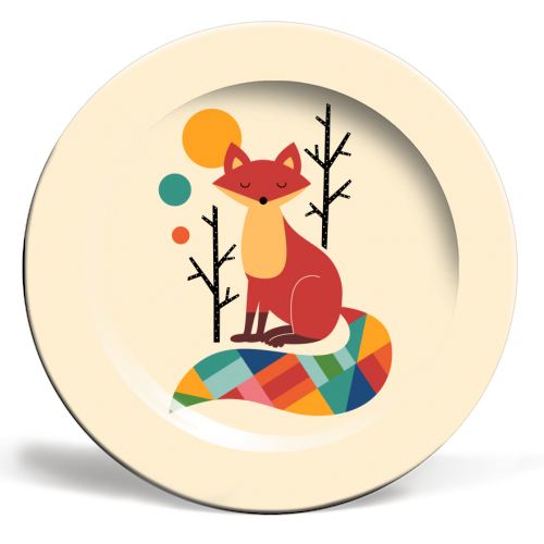 Rainbow Fox - ceramic dinner plate by Andy Westface