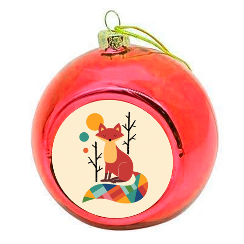 Rainbow Fox - colourful christmas bauble by Andy Westface