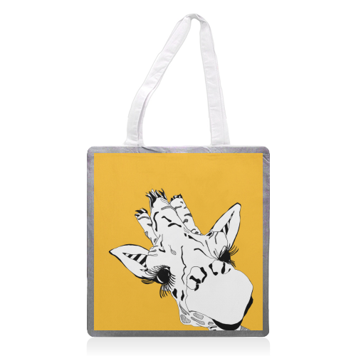 Yellow giraffe - printed tote bag by Casey Rogers