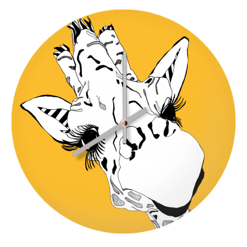 Yellow giraffe - quirky wall clock by Casey Rogers