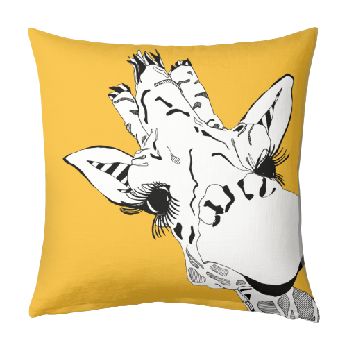 Yellow giraffe - designed cushion by Casey Rogers