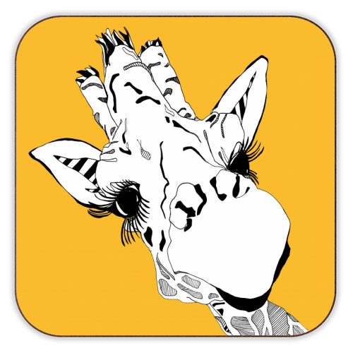 Yellow giraffe - personalised beer coaster by Casey Rogers