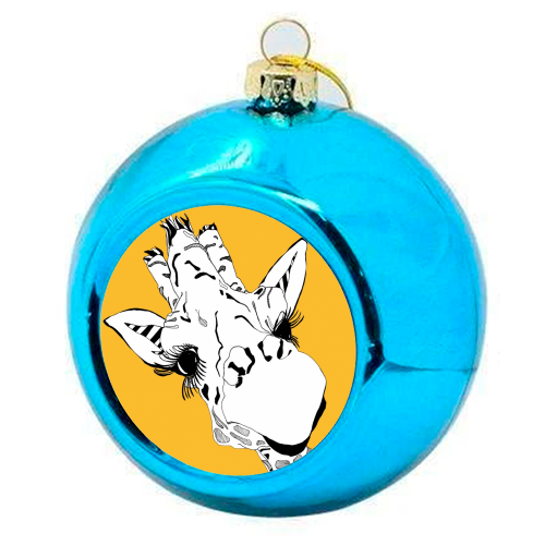 Yellow giraffe - colourful christmas bauble by Casey Rogers