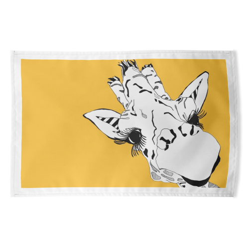 Yellow giraffe - funny tea towel by Casey Rogers