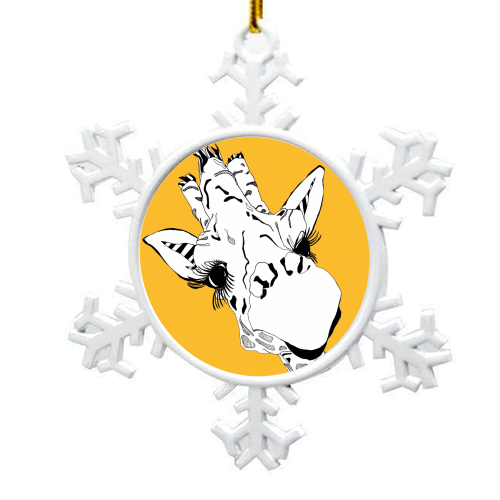 Yellow giraffe - snowflake decoration by Casey Rogers