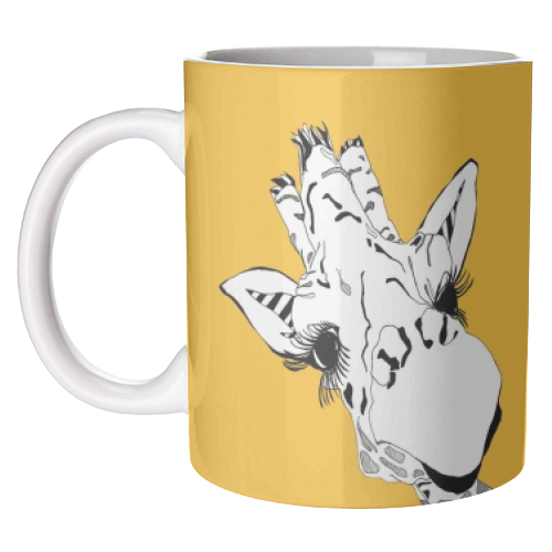 Yellow giraffe - unique mug by Casey Rogers