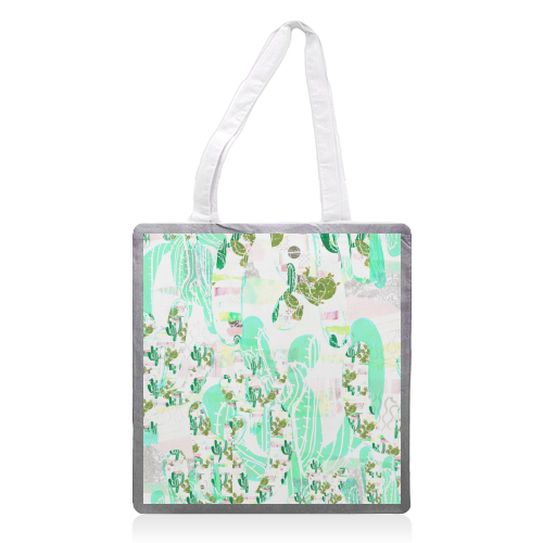 Cacti All Over - printed tote bag by Callie Preston