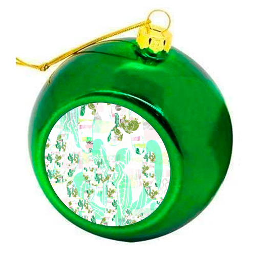 Cacti All Over - colourful christmas bauble by Callie Preston