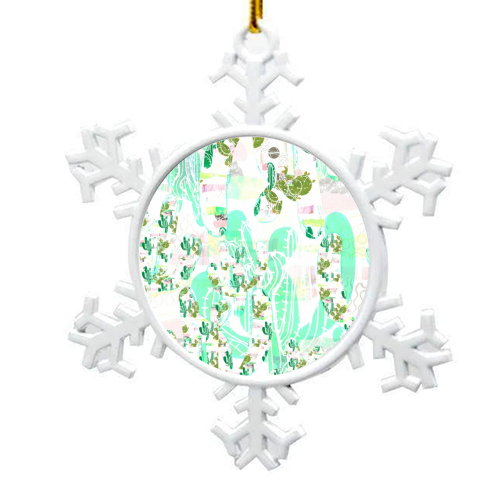 Cacti All Over - snowflake decoration by Callie Preston