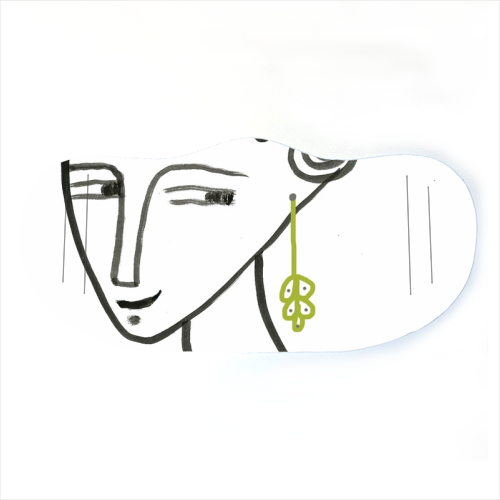 The green earring - face cover mask by deborah Withey