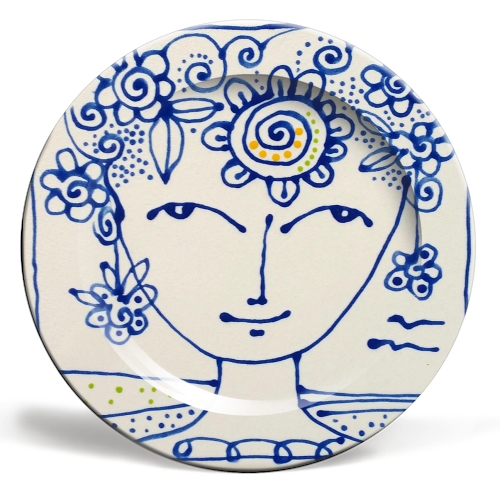 Flower Power - ceramic dinner plate by deborah Withey
