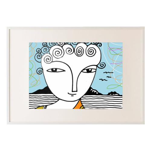 Welsh Girl by the Sea - framed poster print by deborah Withey