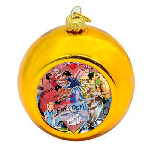 Freedom - colourful christmas bauble by karen stamper