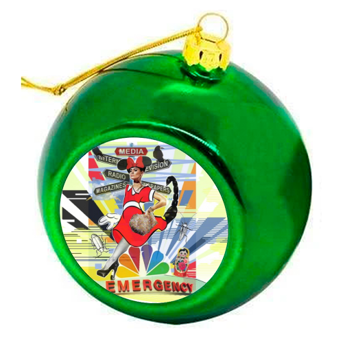 Emergency - colourful christmas bauble by karen stamper