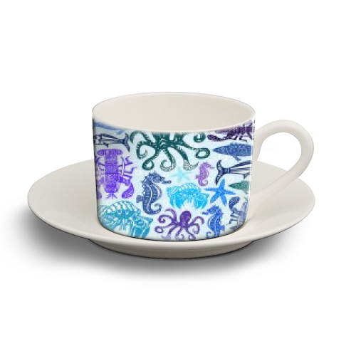 Meximals Under the Sea - personalised cup and saucer by Claire Ferguson