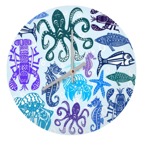 Meximals Under the Sea - quirky wall clock by Claire Ferguson