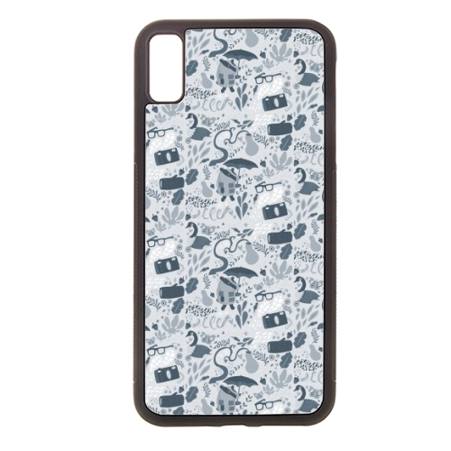 Autumn Pattern (Blue) - stylish phone case by Claire Stamper