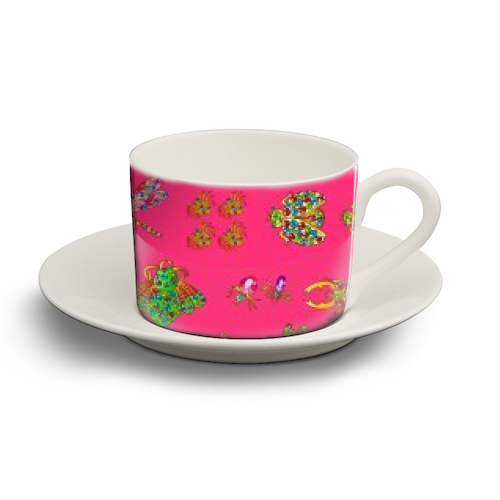 Pink Bugs - personalised cup and saucer by Liz Bush