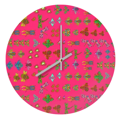 Pink Bugs - quirky wall clock by Liz Bush
