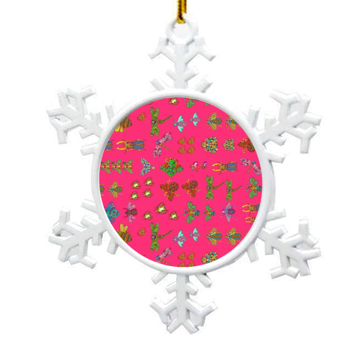 Pink Bugs - snowflake decoration by Liz Bush