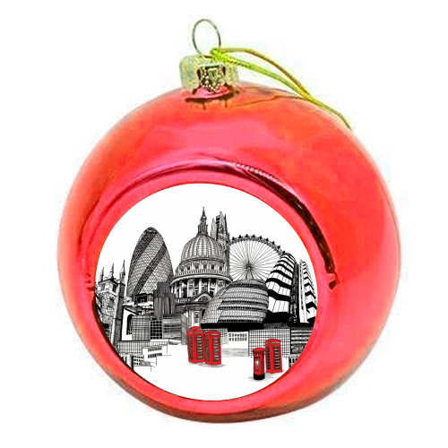 London Skyline - colourful christmas bauble by Katie Clement