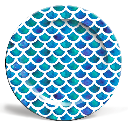 Mermaid Scales - ceramic dinner plate by elena o'neill