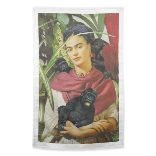 Frida with Monkeys - funny tea towel by Maya Land