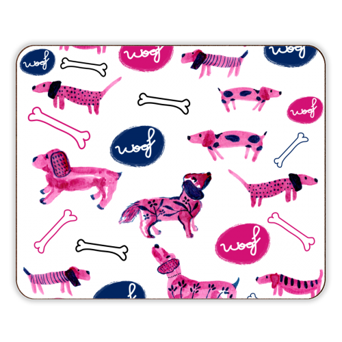 Pink sausage dogs - designer placemat by Michelle Walker