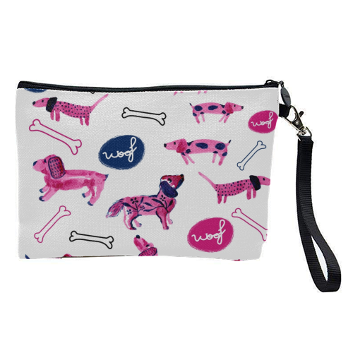 Pink sausage dogs - pretty makeup bag by Michelle Walker