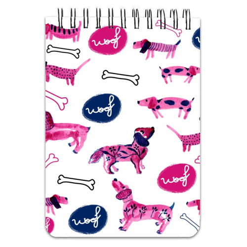 Pink sausage dogs - personalised A4, A5, A6 notebook by Michelle Walker