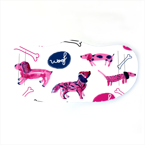 Pink sausage dogs - face cover mask by Michelle Walker