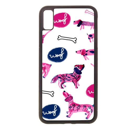 Pink sausage dogs - stylish phone case by Michelle Walker