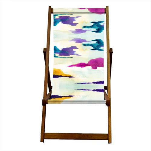 The Loch Colour Pop Watercolour Painting - canvas deck chair by Dizzywonders