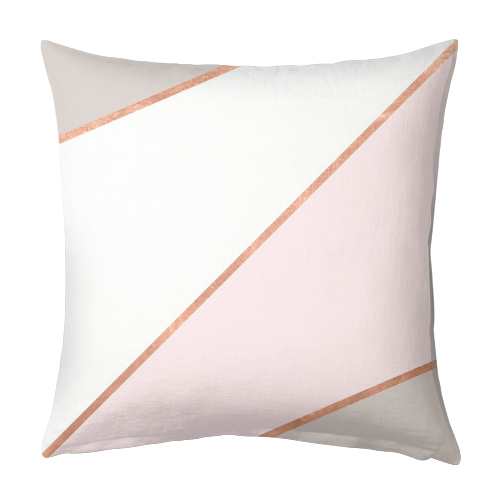 GEO TIKKI ROSEGOLD STRIPES - designed cushion by Monika Strigel