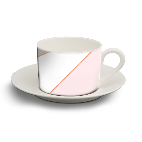 GEO TIKKI ROSEGOLD STRIPES - personalised cup and saucer by Monika Strigel