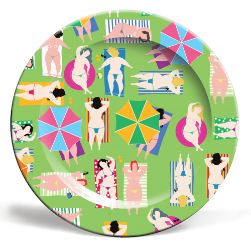 One day of summer - ceramic dinner plate by Fatpings_studio