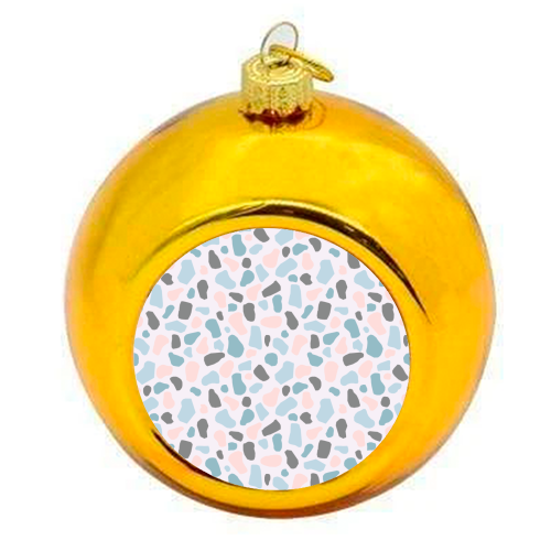 Terrazzo print - Blush pink and blue - colourful christmas bauble by Eve Morgan