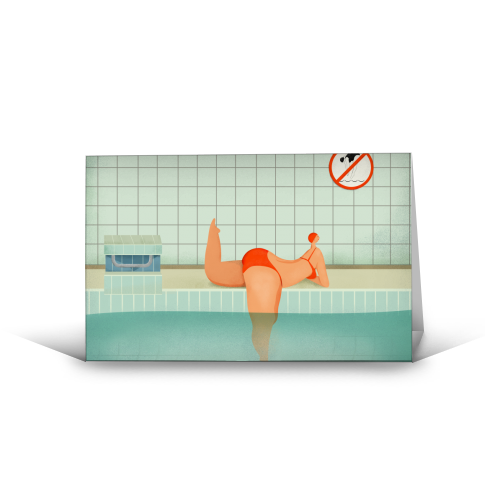 swimmer - funny greeting card by Fatpings_studio