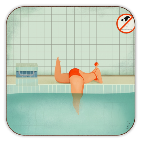 swimmer - personalised beer coaster by Fatpings_studio